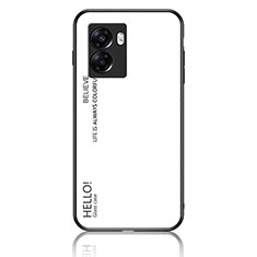 Coque Rebord Contour Silicone et Vitre Miroir Housse Etui Degrade Arc en Ciel LS1 pour Realme Q5i 5G Blanc