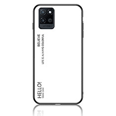 Coque Rebord Contour Silicone et Vitre Miroir Housse Etui Degrade Arc en Ciel LS1 pour Realme V11 5G Blanc