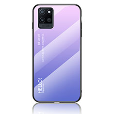 Coque Rebord Contour Silicone et Vitre Miroir Housse Etui Degrade Arc en Ciel LS1 pour Realme V11 5G Violet Clair