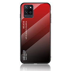 Coque Rebord Contour Silicone et Vitre Miroir Housse Etui Degrade Arc en Ciel LS1 pour Realme V11s 5G Rouge