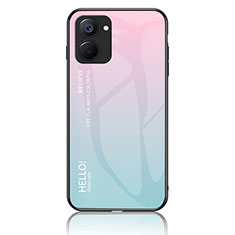 Coque Rebord Contour Silicone et Vitre Miroir Housse Etui Degrade Arc en Ciel LS1 pour Realme V20 5G Cyan