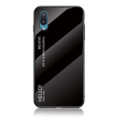 Coque Rebord Contour Silicone et Vitre Miroir Housse Etui Degrade Arc en Ciel LS1 pour Samsung Galaxy A02 Noir
