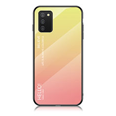 Coque Rebord Contour Silicone et Vitre Miroir Housse Etui Degrade Arc en Ciel LS1 pour Samsung Galaxy A02s Jaune