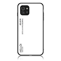 Coque Rebord Contour Silicone et Vitre Miroir Housse Etui Degrade Arc en Ciel LS1 pour Samsung Galaxy A03 Blanc