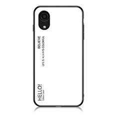 Coque Rebord Contour Silicone et Vitre Miroir Housse Etui Degrade Arc en Ciel LS1 pour Samsung Galaxy A03 Core Blanc