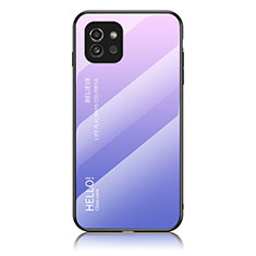 Coque Rebord Contour Silicone et Vitre Miroir Housse Etui Degrade Arc en Ciel LS1 pour Samsung Galaxy A03 Violet Clair