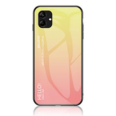 Coque Rebord Contour Silicone et Vitre Miroir Housse Etui Degrade Arc en Ciel LS1 pour Samsung Galaxy A04 4G Jaune