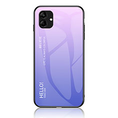 Coque Rebord Contour Silicone et Vitre Miroir Housse Etui Degrade Arc en Ciel LS1 pour Samsung Galaxy A04 4G Violet Clair