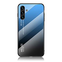 Coque Rebord Contour Silicone et Vitre Miroir Housse Etui Degrade Arc en Ciel LS1 pour Samsung Galaxy A04s Bleu