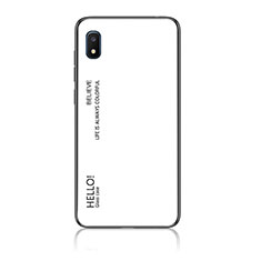 Coque Rebord Contour Silicone et Vitre Miroir Housse Etui Degrade Arc en Ciel LS1 pour Samsung Galaxy A10e Blanc