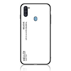 Coque Rebord Contour Silicone et Vitre Miroir Housse Etui Degrade Arc en Ciel LS1 pour Samsung Galaxy A11 Blanc