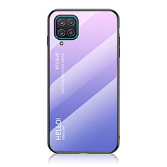 Coque Rebord Contour Silicone et Vitre Miroir Housse Etui Degrade Arc en Ciel LS1 pour Samsung Galaxy A12 5G Violet Clair