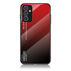 Coque Rebord Contour Silicone et Vitre Miroir Housse Etui Degrade Arc en Ciel LS1 pour Samsung Galaxy A15 4G Rouge