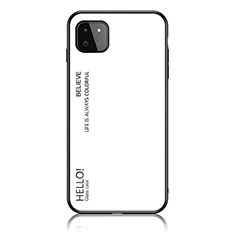 Coque Rebord Contour Silicone et Vitre Miroir Housse Etui Degrade Arc en Ciel LS1 pour Samsung Galaxy A22s 5G Blanc