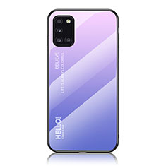 Coque Rebord Contour Silicone et Vitre Miroir Housse Etui Degrade Arc en Ciel LS1 pour Samsung Galaxy A31 Violet Clair