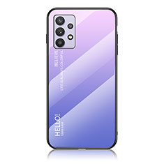 Coque Rebord Contour Silicone et Vitre Miroir Housse Etui Degrade Arc en Ciel LS1 pour Samsung Galaxy A32 5G Violet Clair