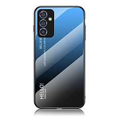 Coque Rebord Contour Silicone et Vitre Miroir Housse Etui Degrade Arc en Ciel LS1 pour Samsung Galaxy A34 5G Bleu