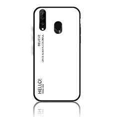 Coque Rebord Contour Silicone et Vitre Miroir Housse Etui Degrade Arc en Ciel LS1 pour Samsung Galaxy A40s Blanc