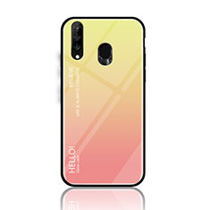 Coque Rebord Contour Silicone et Vitre Miroir Housse Etui Degrade Arc en Ciel LS1 pour Samsung Galaxy A40s Jaune