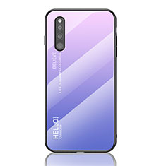 Coque Rebord Contour Silicone et Vitre Miroir Housse Etui Degrade Arc en Ciel LS1 pour Samsung Galaxy A41 SC-41A Violet Clair