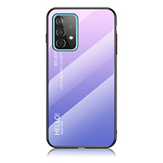 Coque Rebord Contour Silicone et Vitre Miroir Housse Etui Degrade Arc en Ciel LS1 pour Samsung Galaxy A52 4G Violet Clair