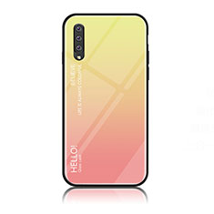 Coque Rebord Contour Silicone et Vitre Miroir Housse Etui Degrade Arc en Ciel LS1 pour Samsung Galaxy A70S Jaune