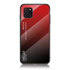 Coque Rebord Contour Silicone et Vitre Miroir Housse Etui Degrade Arc en Ciel LS1 pour Samsung Galaxy A81 Rouge