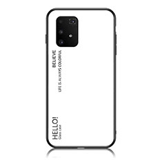 Coque Rebord Contour Silicone et Vitre Miroir Housse Etui Degrade Arc en Ciel LS1 pour Samsung Galaxy A91 Blanc