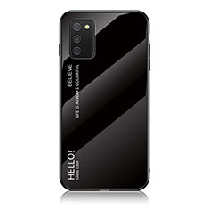 Coque Rebord Contour Silicone et Vitre Miroir Housse Etui Degrade Arc en Ciel LS1 pour Samsung Galaxy F02S SM-E025F Noir