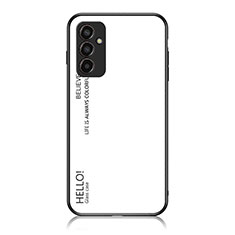 Coque Rebord Contour Silicone et Vitre Miroir Housse Etui Degrade Arc en Ciel LS1 pour Samsung Galaxy F13 4G Blanc