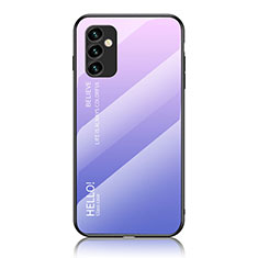 Coque Rebord Contour Silicone et Vitre Miroir Housse Etui Degrade Arc en Ciel LS1 pour Samsung Galaxy F23 5G Violet Clair