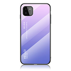 Coque Rebord Contour Silicone et Vitre Miroir Housse Etui Degrade Arc en Ciel LS1 pour Samsung Galaxy F42 5G Violet Clair