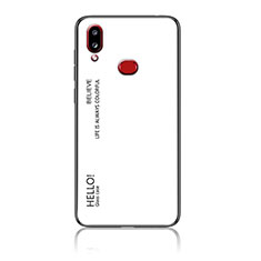 Coque Rebord Contour Silicone et Vitre Miroir Housse Etui Degrade Arc en Ciel LS1 pour Samsung Galaxy M01s Blanc