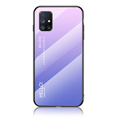 Coque Rebord Contour Silicone et Vitre Miroir Housse Etui Degrade Arc en Ciel LS1 pour Samsung Galaxy M31s Violet Clair