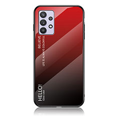 Coque Rebord Contour Silicone et Vitre Miroir Housse Etui Degrade Arc en Ciel LS1 pour Samsung Galaxy M32 5G Rouge