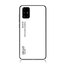 Coque Rebord Contour Silicone et Vitre Miroir Housse Etui Degrade Arc en Ciel LS1 pour Samsung Galaxy M40S Blanc