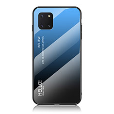 Coque Rebord Contour Silicone et Vitre Miroir Housse Etui Degrade Arc en Ciel LS1 pour Samsung Galaxy M60s Bleu