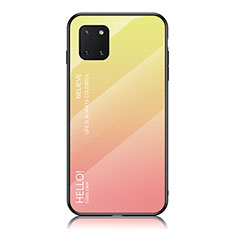 Coque Rebord Contour Silicone et Vitre Miroir Housse Etui Degrade Arc en Ciel LS1 pour Samsung Galaxy M60s Jaune