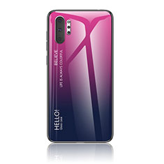 Coque Rebord Contour Silicone et Vitre Miroir Housse Etui Degrade Arc en Ciel LS1 pour Samsung Galaxy Note 10 Plus 5G Rose Rouge