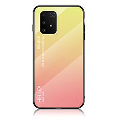 Coque Rebord Contour Silicone et Vitre Miroir Housse Etui Degrade Arc en Ciel LS1 pour Samsung Galaxy S10 Lite Jaune