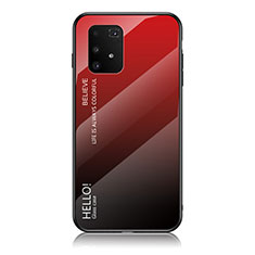 Coque Rebord Contour Silicone et Vitre Miroir Housse Etui Degrade Arc en Ciel LS1 pour Samsung Galaxy S10 Lite Rouge