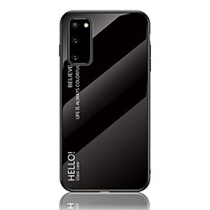 Coque Rebord Contour Silicone et Vitre Miroir Housse Etui Degrade Arc en Ciel LS1 pour Samsung Galaxy S20 Noir