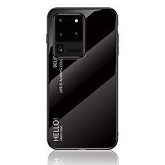 Coque Rebord Contour Silicone et Vitre Miroir Housse Etui Degrade Arc en Ciel LS1 pour Samsung Galaxy S20 Ultra 5G Noir