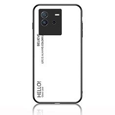 Coque Rebord Contour Silicone et Vitre Miroir Housse Etui Degrade Arc en Ciel LS1 pour Vivo iQOO Neo6 SE 5G Blanc