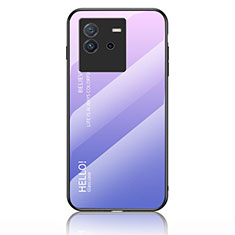 Coque Rebord Contour Silicone et Vitre Miroir Housse Etui Degrade Arc en Ciel LS1 pour Vivo iQOO Neo6 SE 5G Violet Clair