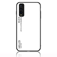 Coque Rebord Contour Silicone et Vitre Miroir Housse Etui Degrade Arc en Ciel LS1 pour Vivo iQOO U1 Blanc