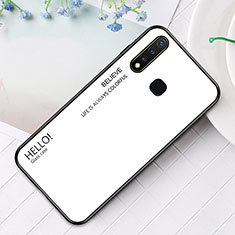 Coque Rebord Contour Silicone et Vitre Miroir Housse Etui Degrade Arc en Ciel LS1 pour Vivo iQOO U3 4G Blanc