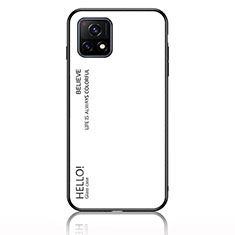 Coque Rebord Contour Silicone et Vitre Miroir Housse Etui Degrade Arc en Ciel LS1 pour Vivo iQOO U3x 5G Blanc