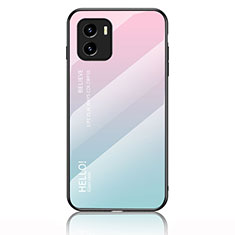 Coque Rebord Contour Silicone et Vitre Miroir Housse Etui Degrade Arc en Ciel LS1 pour Vivo iQOO U5x Cyan