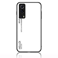 Coque Rebord Contour Silicone et Vitre Miroir Housse Etui Degrade Arc en Ciel LS1 pour Vivo iQOO Z3 5G Blanc